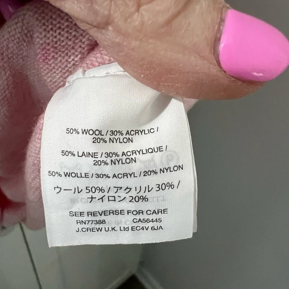 J. Crew Pink Ruffle-Sleeve Crewneck Sweater